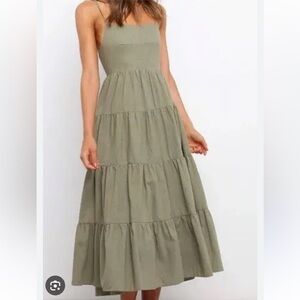 Petal & Pup Olive Green Midi Dress